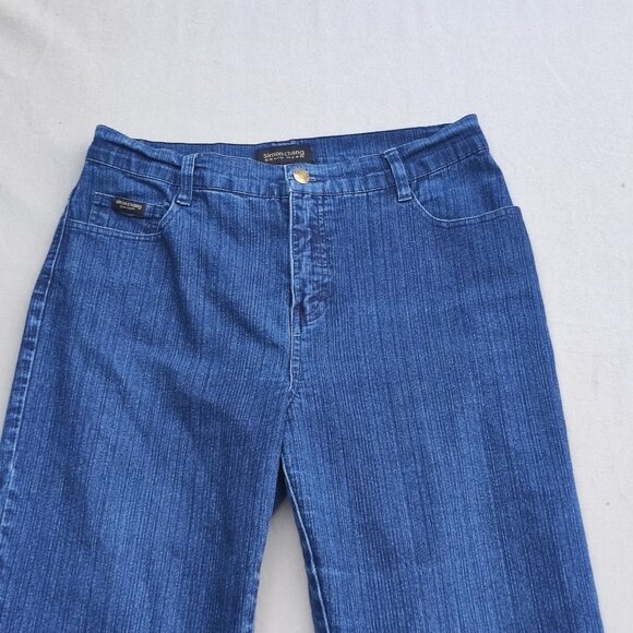 Simon Chang Jeans women's size 10  blue colour wide leg classic minimalist denim - Picture 2 of 13